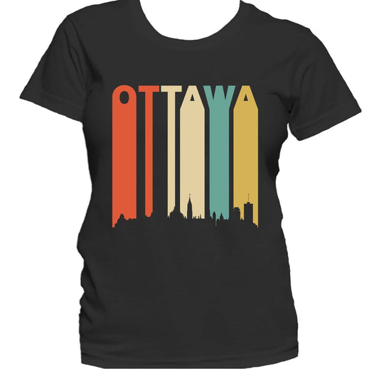 Retro 1970's Style Ottawa Canada Cityscape Downtown Skyline Women's T-Shirt