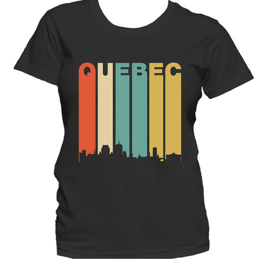 Retro 1970's Style Quebec Canada Cityscape Downtown Skyline Women's T-Shirt