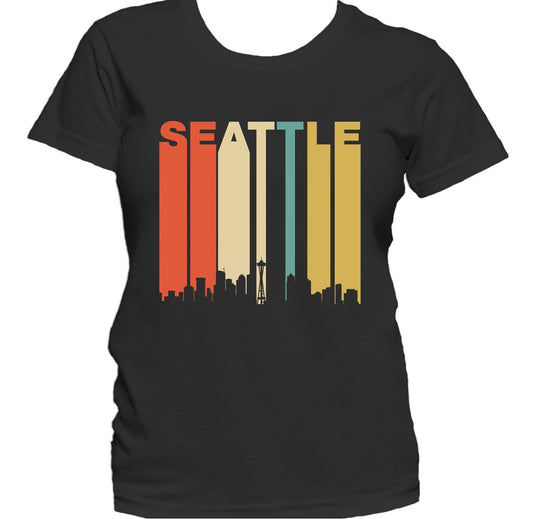 Retro 1970's Style Seattle Washington Cityscape Downtown Skyline Women's T-Shirt