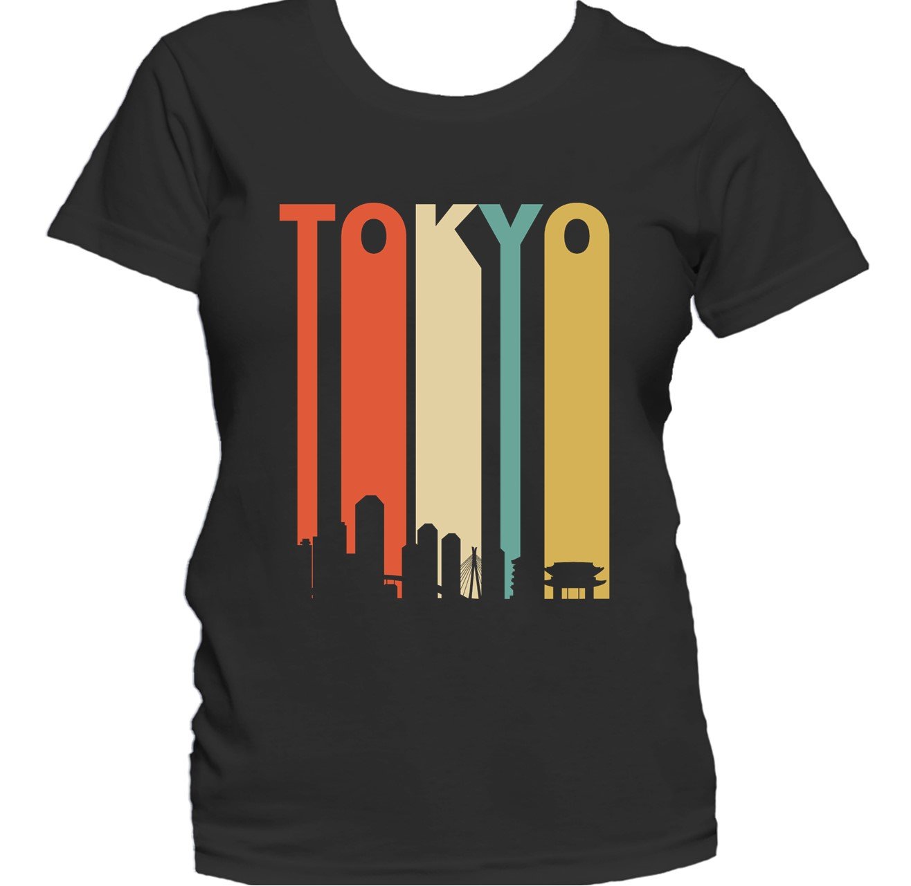 Retro 1970's Style Tokyo Japan Cityscape Downtown Skyline Women's T-Shirt