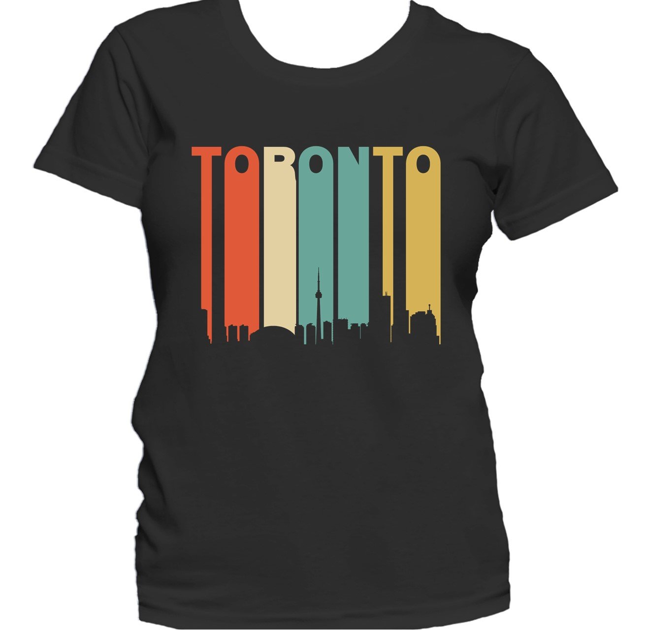 Retro 1970's Style Toronto Canada Cityscape Downtown Skyline Women's T-Shirt