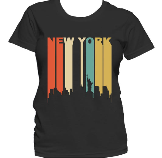 Retro 1970's Style New York City Cityscape Downtown Skyline Women's T-Shirt
