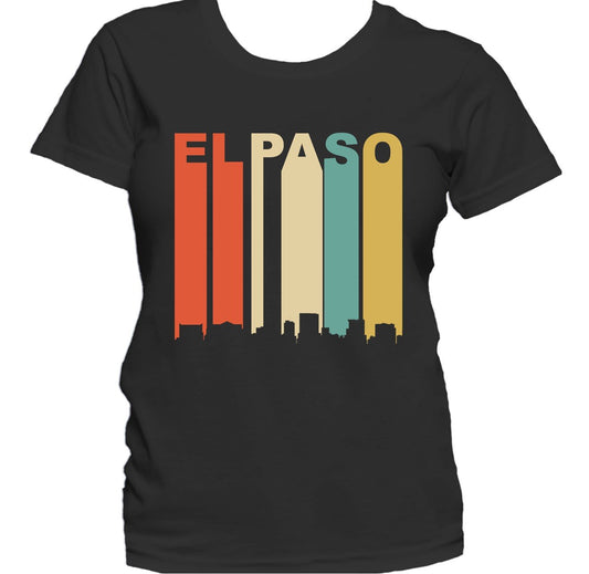 Retro 1970's Style El Paso Texas Cityscape Downtown Skyline Women's T-Shirt