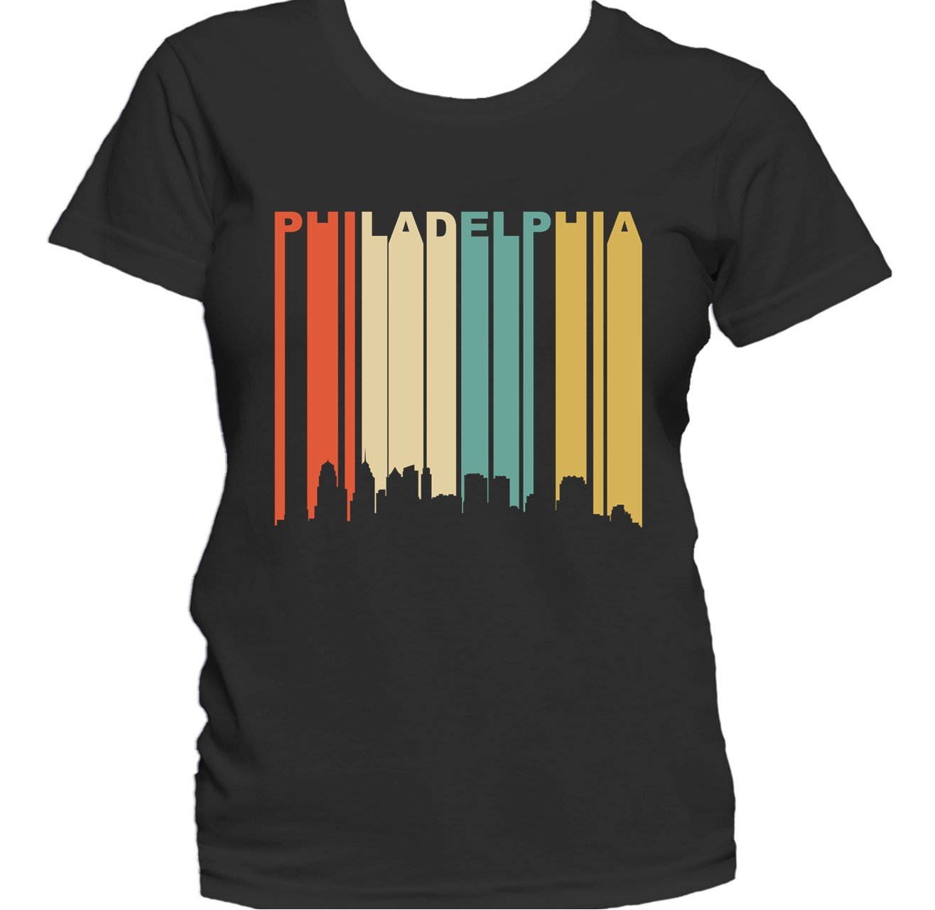 Retro 1970's Style Philadelphia Pennsylvania Downtown Skyline Women's T-Shirt