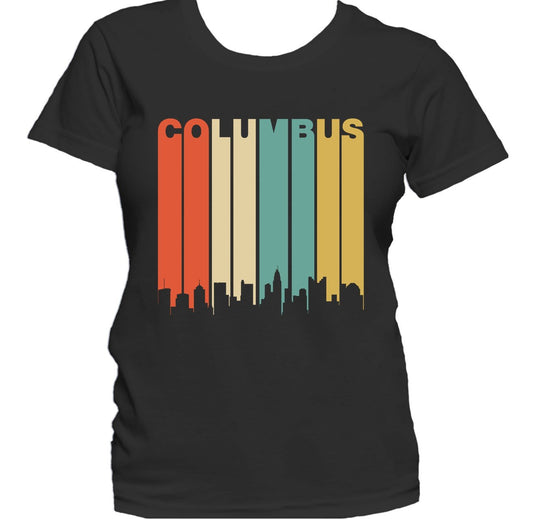 Retro 1970's Style Columbus Ohio Cityscape Downtown Skyline Women's T-Shirt