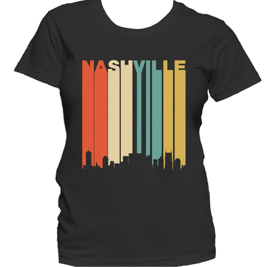 Retro 1970's Style Nashville Tennessee Downtown Skyline Women's T-Shirt
