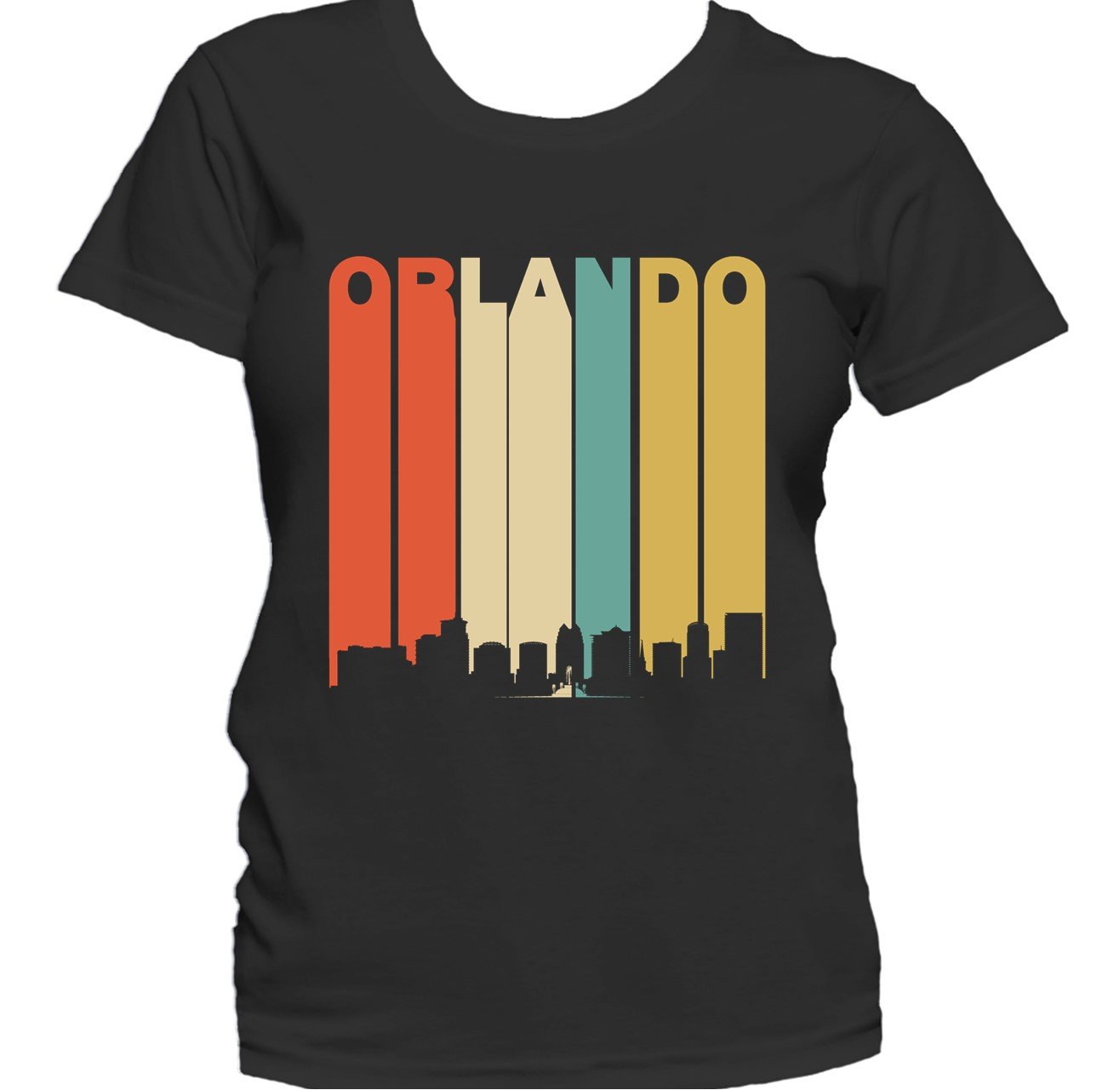 Retro 1970's Style Orlando Florida Cityscape Downtown Skyline Women's T-Shirt