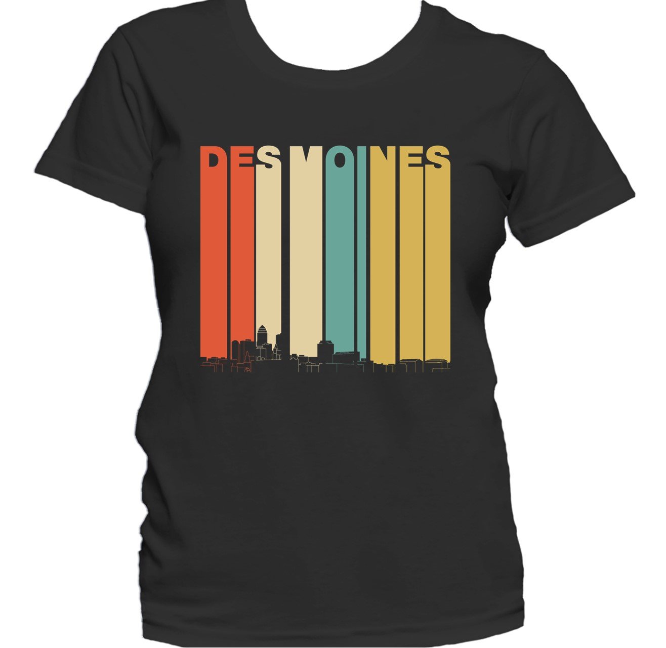 Retro 1970's Style Des Moines Iowa Skyline Women's T-Shirt