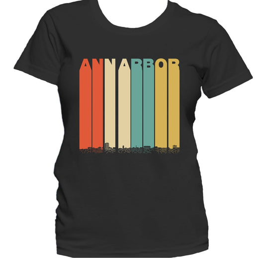 Retro 1970's Style Ann Arbor Michigan Skyline Women's T-Shirt