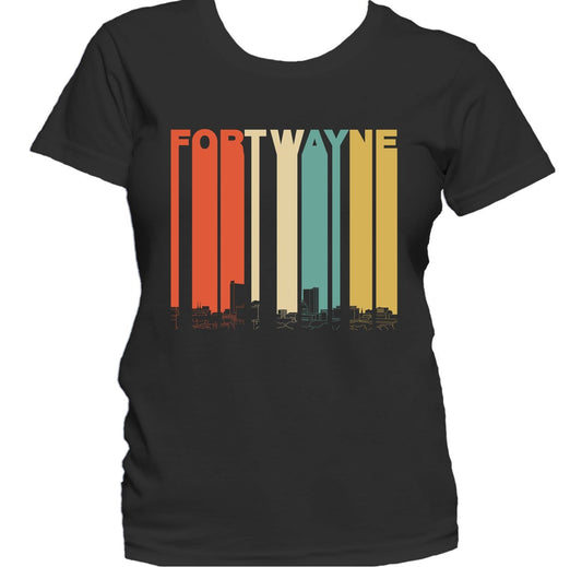 Retro 1970's Style Fort Wayne Indiana Skyline Women's T-Shirt