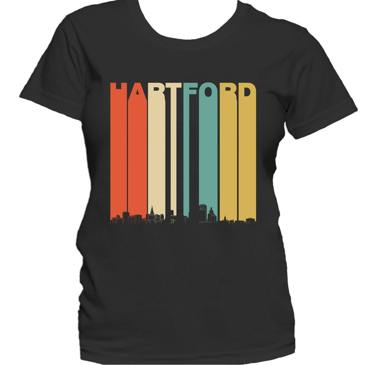 Retro 1970's Style Hartford Connecticut Skyline Women's T-Shirt