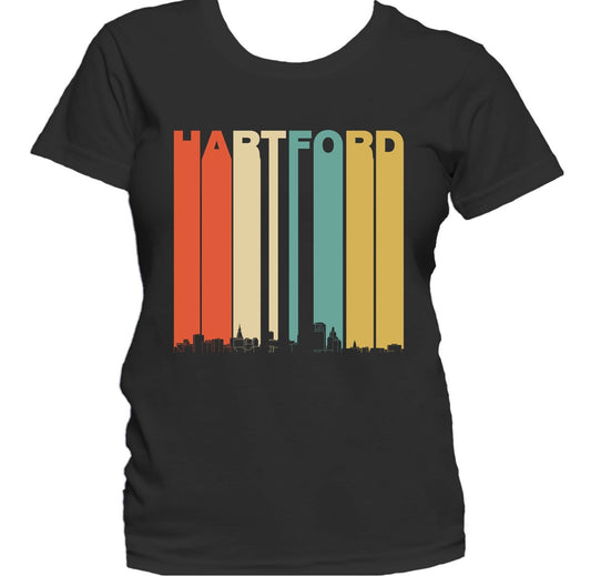 Retro 1970's Style Hartford Connecticut Skyline Women's T-Shirt