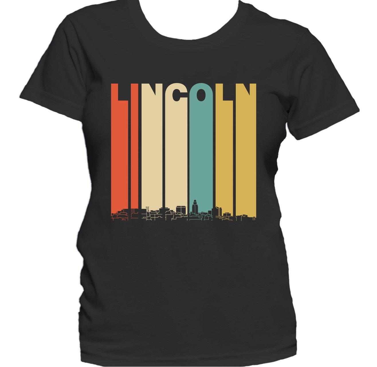 Retro 1970's Style Lincoln Nebraska Skyline Women's T-Shirt
