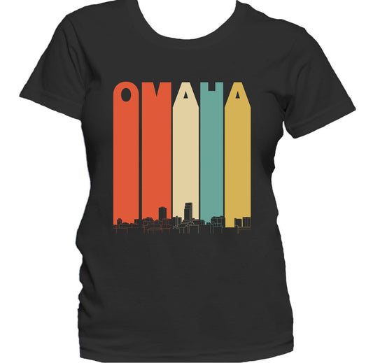 Retro 1970's Style Omaha Nebraska Skyline Women's T-Shirt