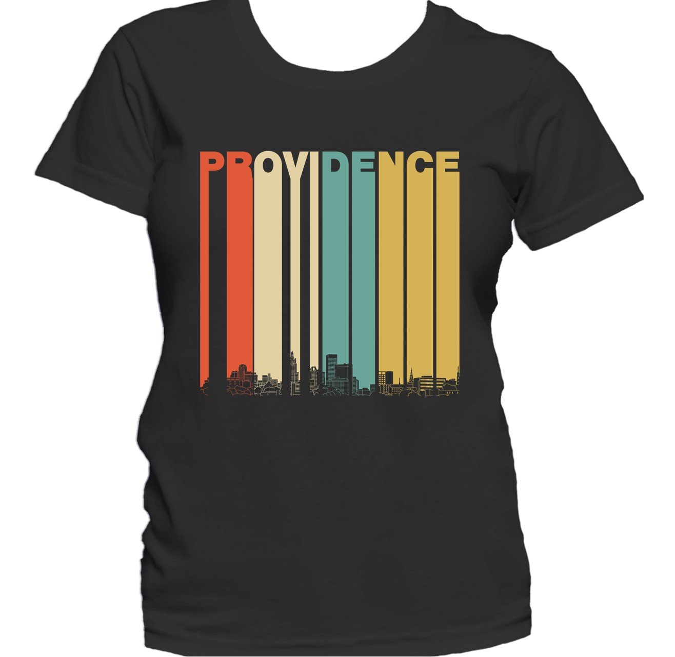 Retro 1970's Style Providence Rhode Island Skyline Women's T-Shirt