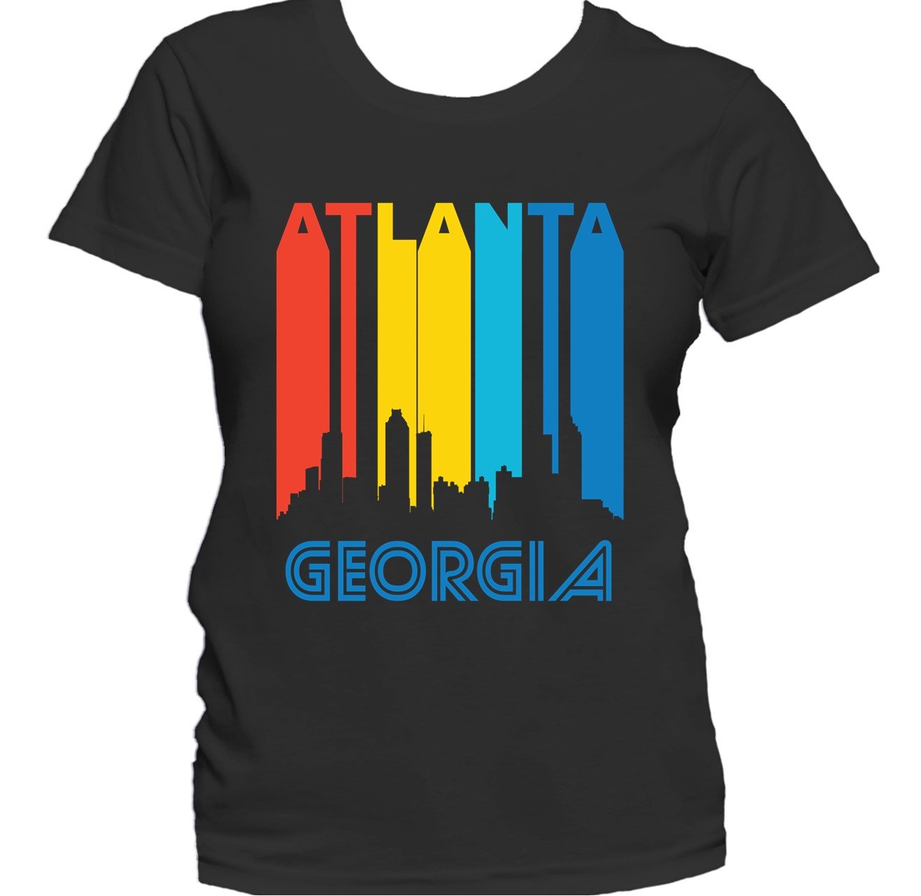 Retro 1970's Style Atlanta Georgia Cityscape Downtown Skyline Women's T-Shirt
