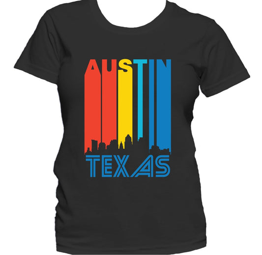 Retro 1970's Style Austin Texas Cityscape Downtown Skyline Women's T-Shirt