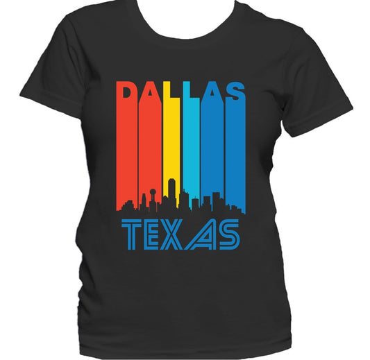 Retro 1970's Style Dallas Texas Cityscape Downtown Skyline Women's T-Shirt