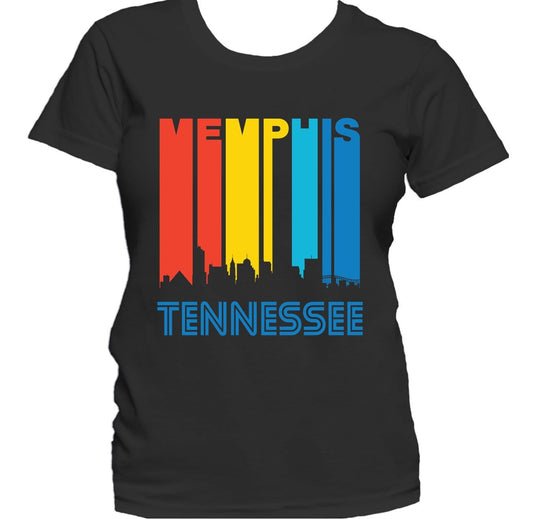 Retro 1970's Style Memphis Tennessee Cityscape Downtown Skyline Women's T-Shirt