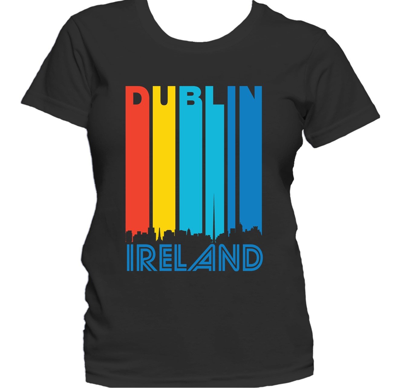 Retro 1970's Style Dublin Ireland Cityscape Downtown Skyline Women's T-Shirt