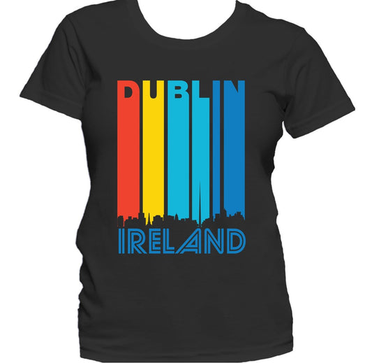 Retro 1970's Style Dublin Ireland Cityscape Downtown Skyline Women's T-Shirt