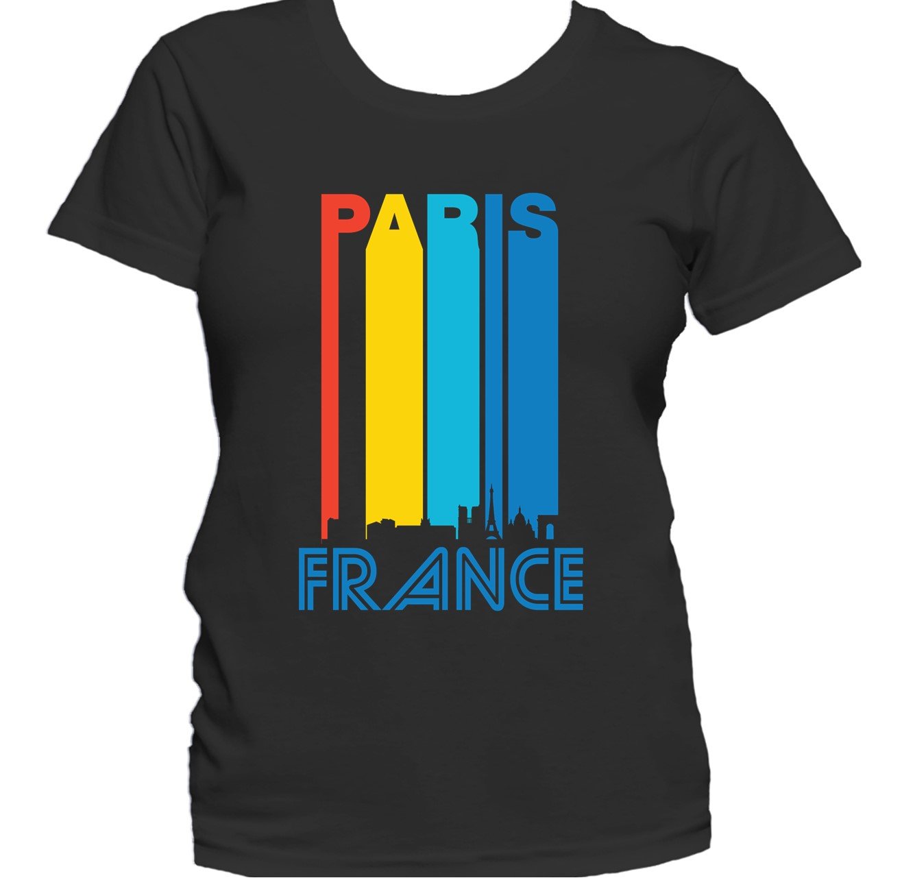 Retro 1970's Style Paris France Cityscape Downtown Skyline Women's T-Shirt
