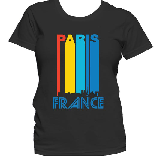 Retro 1970's Style Paris France Cityscape Downtown Skyline Women's T-Shirt