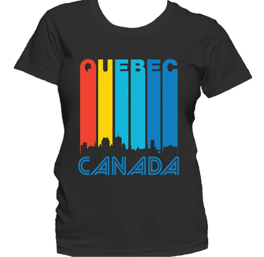 Retro 1970's Style Quebec Canada Cityscape Downtown Skyline Women's T-Shirt