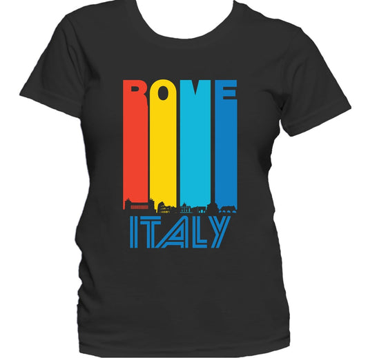 Retro 1970's Style Rome Italy Cityscape Downtown Skyline Women's T-Shirt
