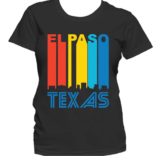 Retro 1970's Style El Paso Texas Cityscape Downtown Skyline Women's T-Shirt