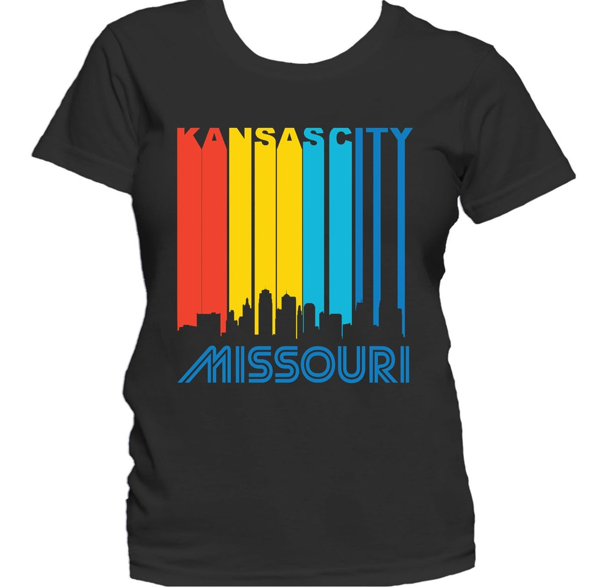 Retro 1970's Style Kansas City Missouri Downtown Skyline Women's T-Shirt