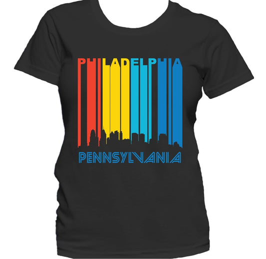 Retro 1970's Style Philadelphia Pennsylvania Downtown Skyline Women's T-Shirt