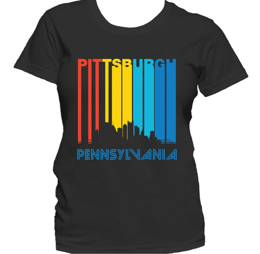 Retro 1970's Style Pittsburgh Pennsylvania Downtown Skyline Women's T-Shirt