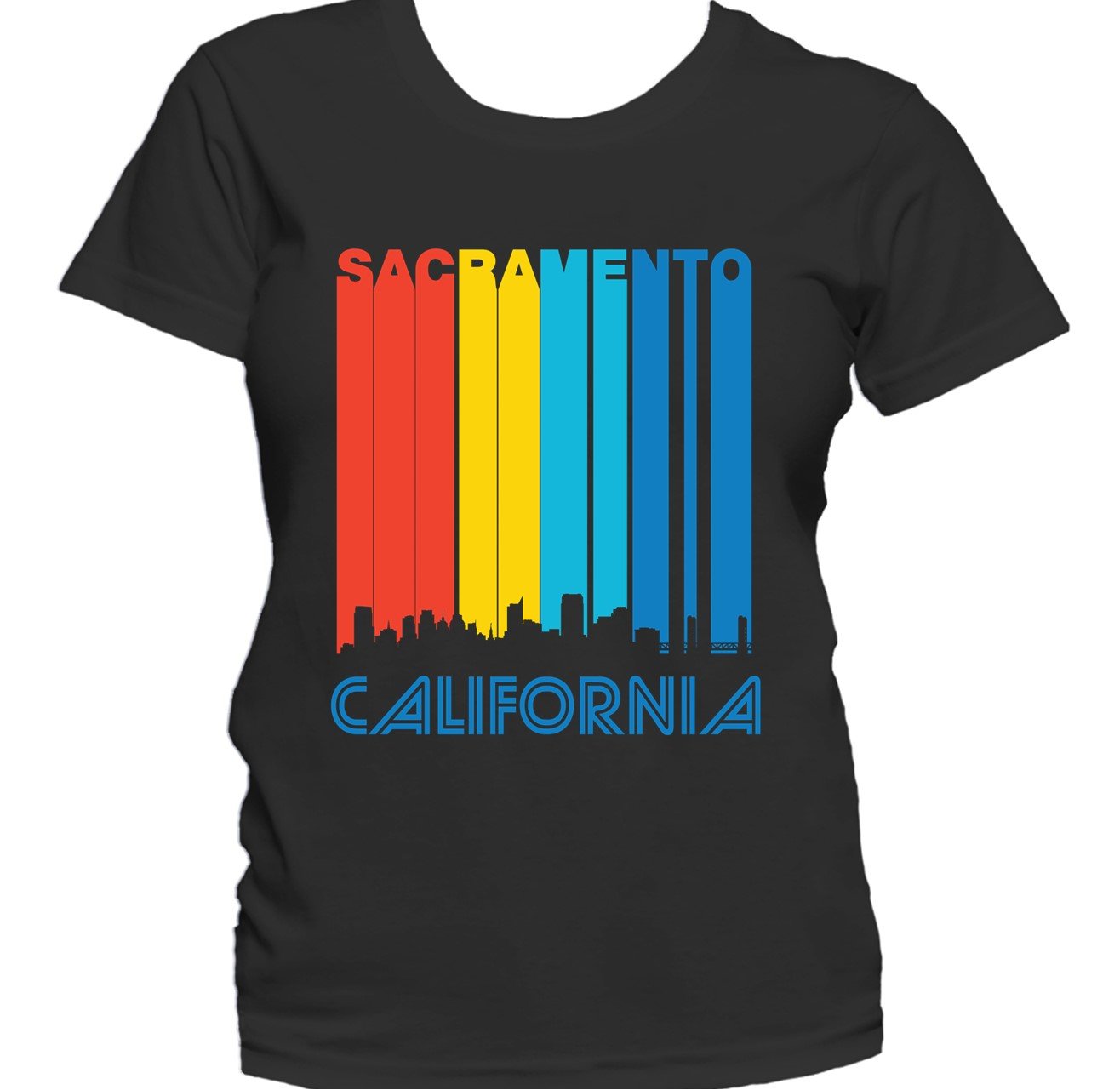 Retro 1970's Style Sacramento California Downtown Skyline Women's T-Shirt