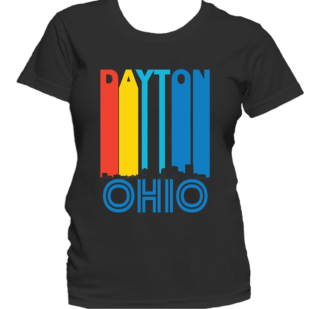 Retro 1970's Style Dayton Ohio Skyline Women's T-Shirt