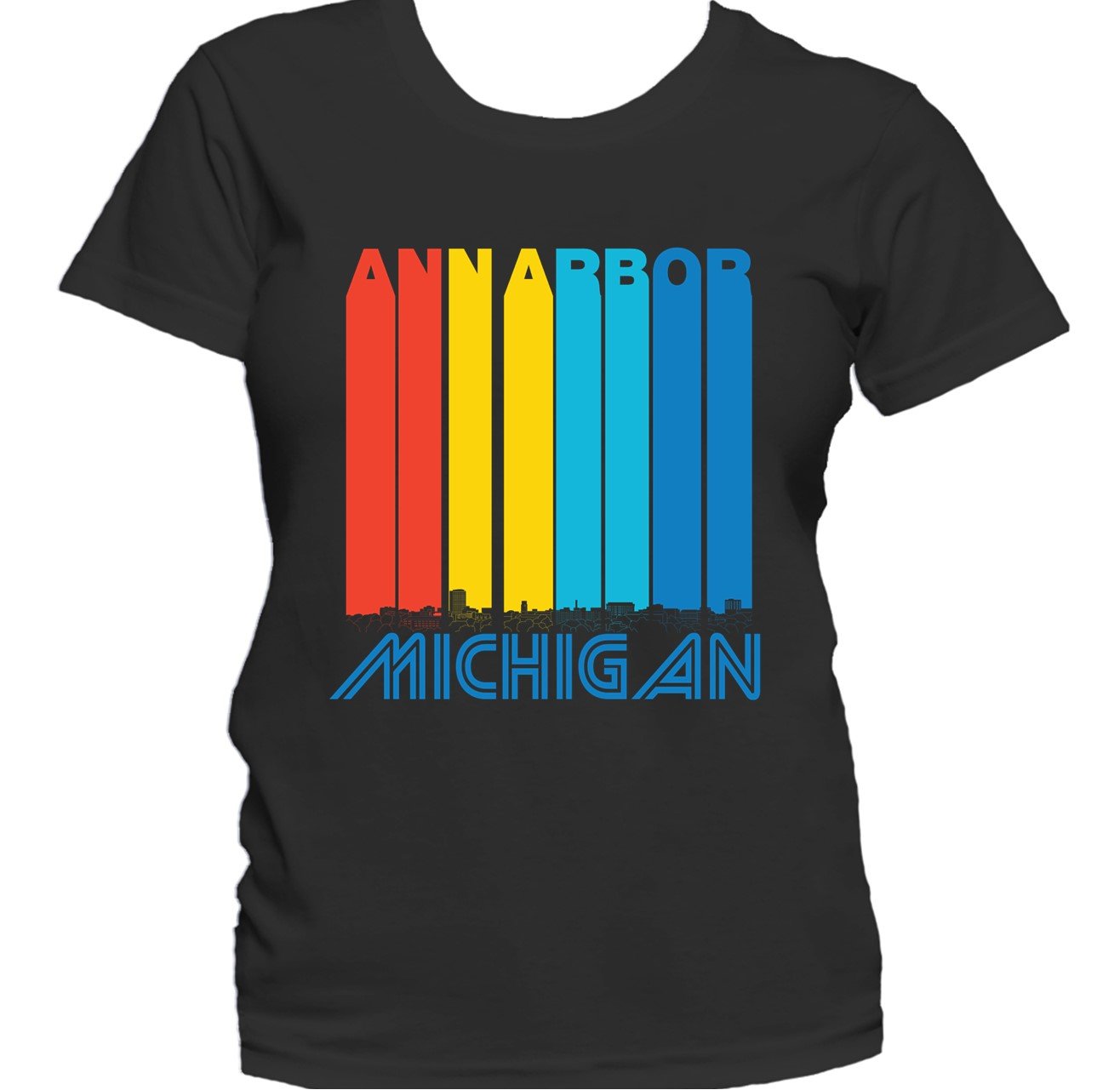 Retro 1970's Style Ann Arbor Michigan Skyline Women's T-Shirt