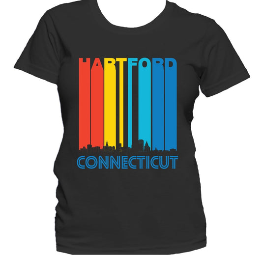 Retro 1970's Style Hartford Connecticut Skyline Women's T-Shirt