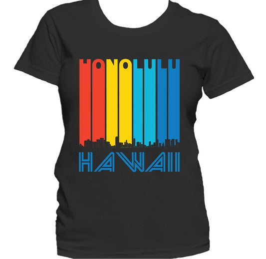 Retro 1970's Style Honolulu Hawaii Skyline Women's T-Shirt