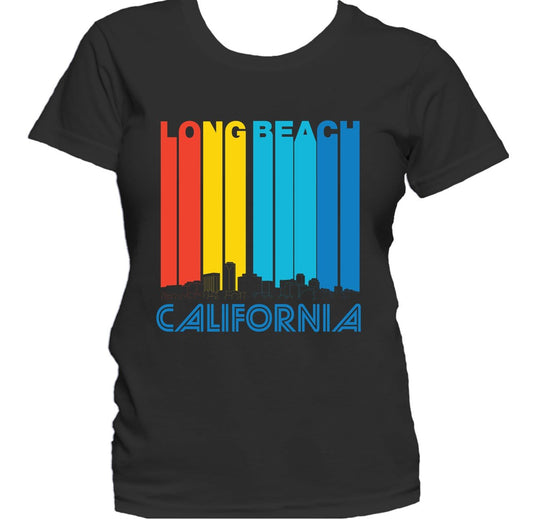 Retro 1970's Style Long Beach California Skyline Women's T-Shirt
