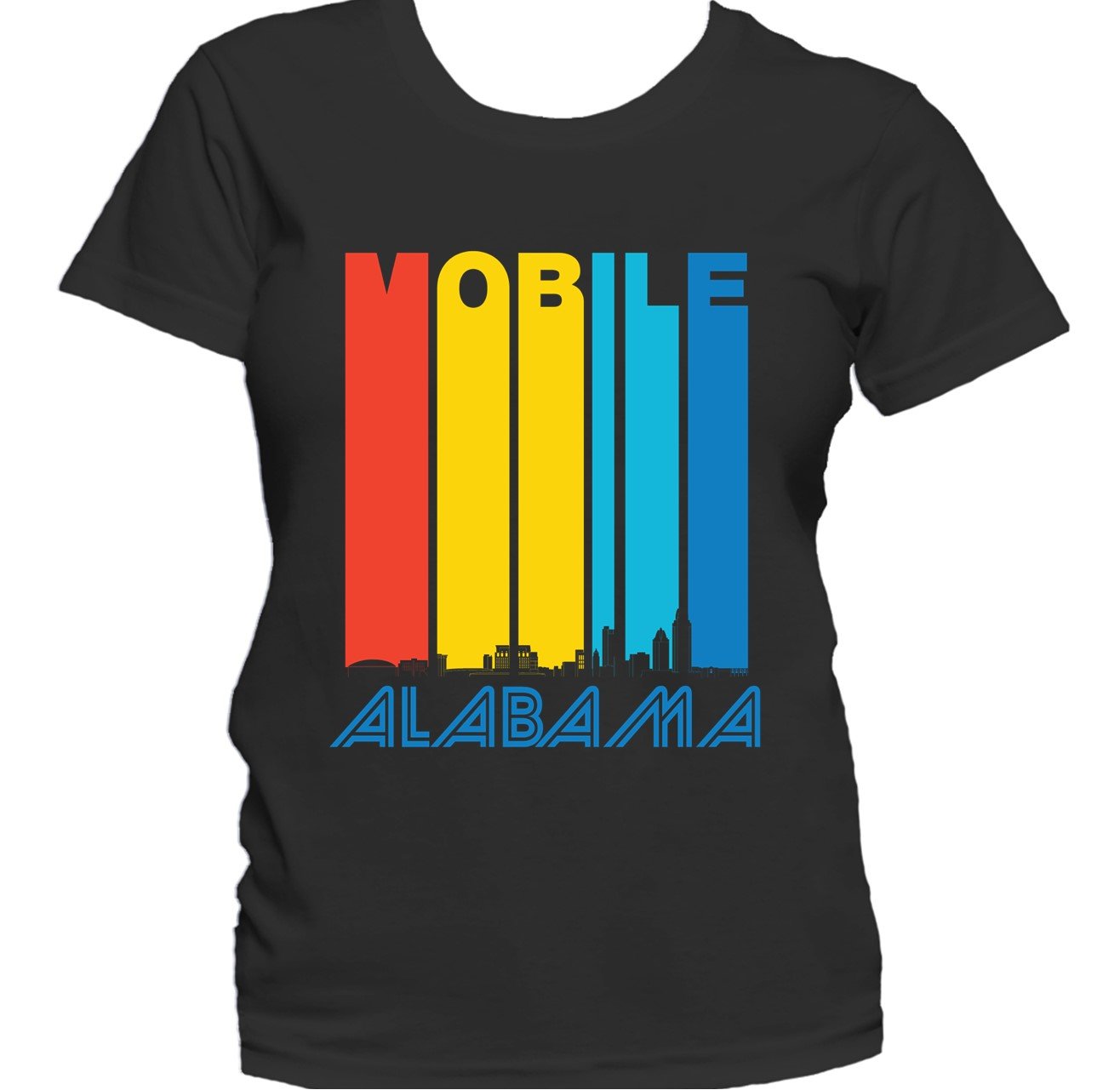 Retro 1970's Style Mobile Alabama Skyline Women's T-Shirt