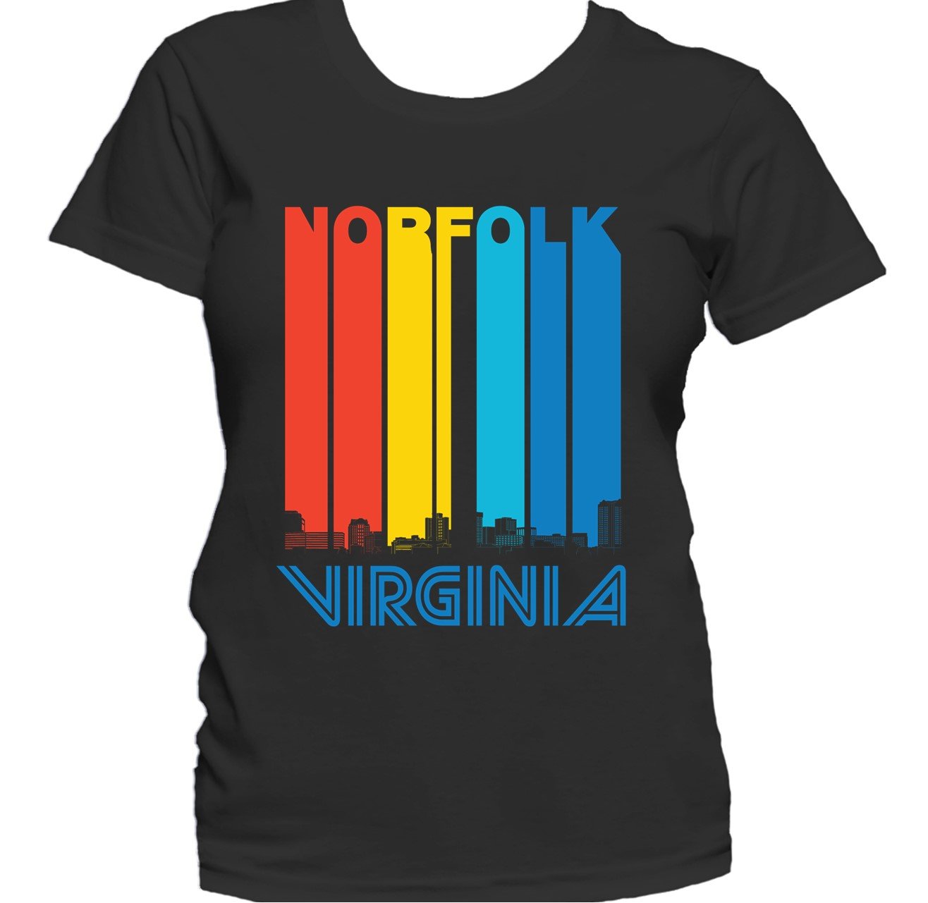 Retro 1970's Style Norfolk Virginia Skyline Women's T-Shirt