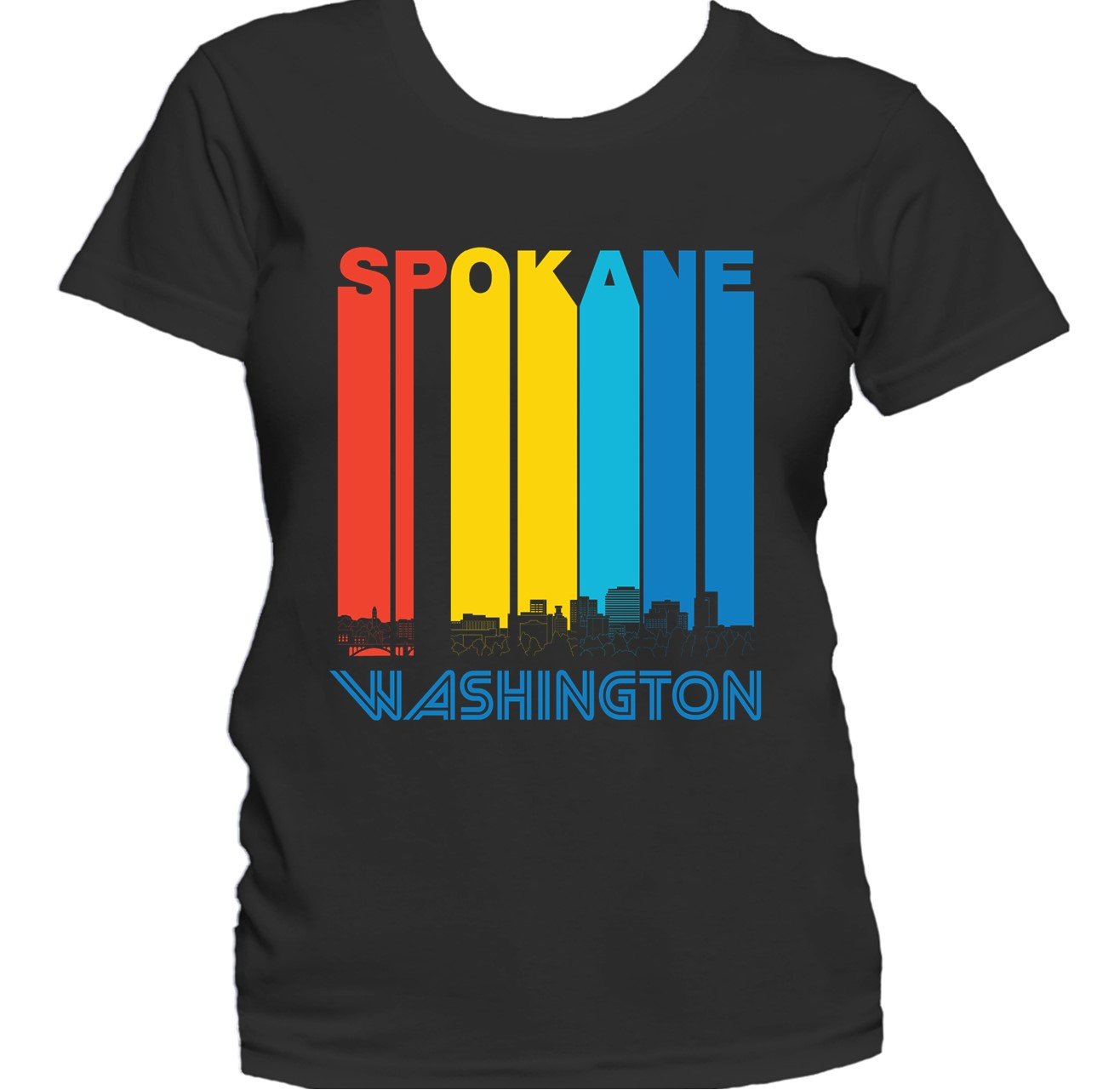 Retro 1970's Style Spokane Washington Skyline Women's T-Shirt