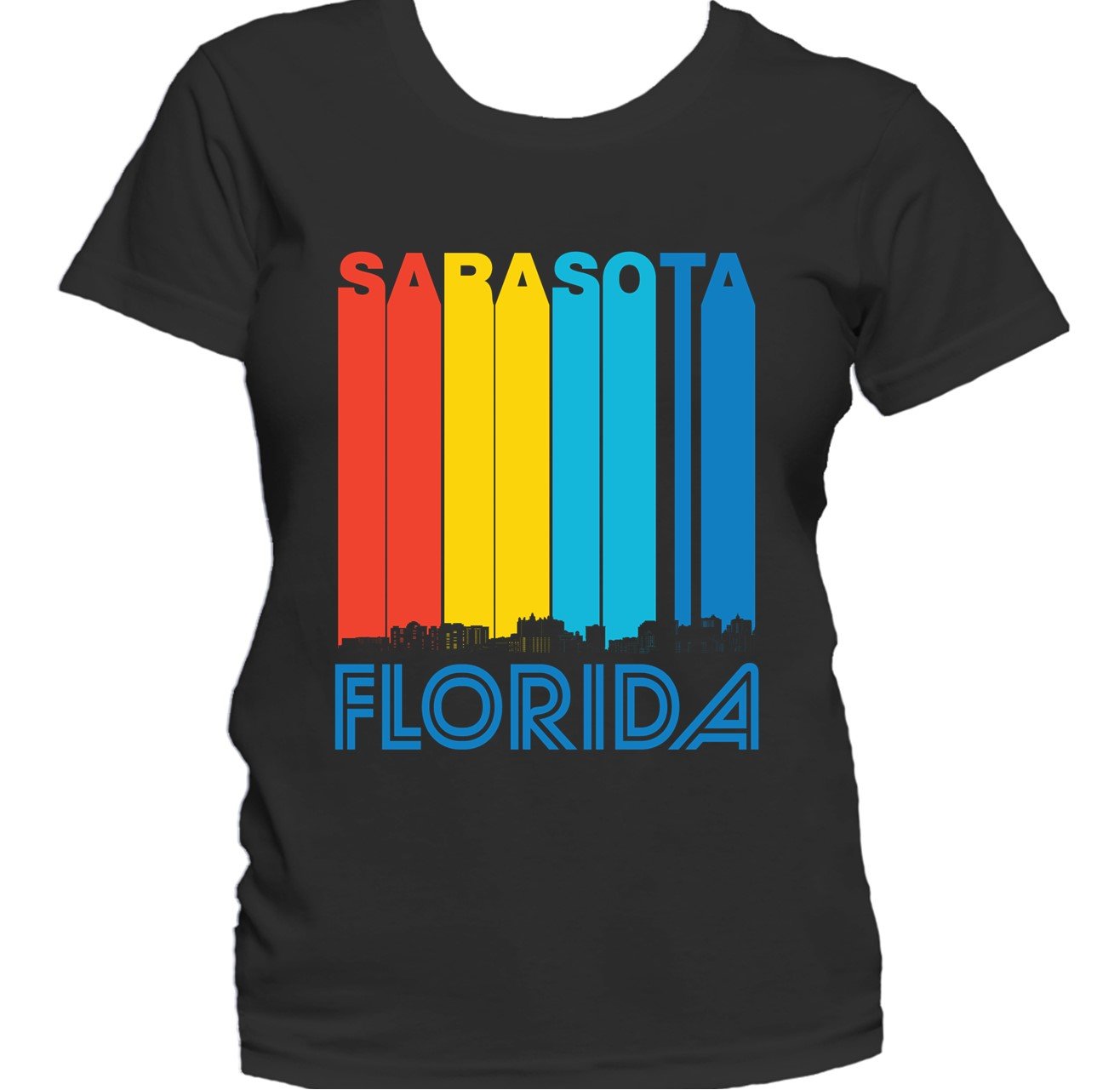 Retro 1970's Style Sarasota Florida Skyline Women's T-Shirt