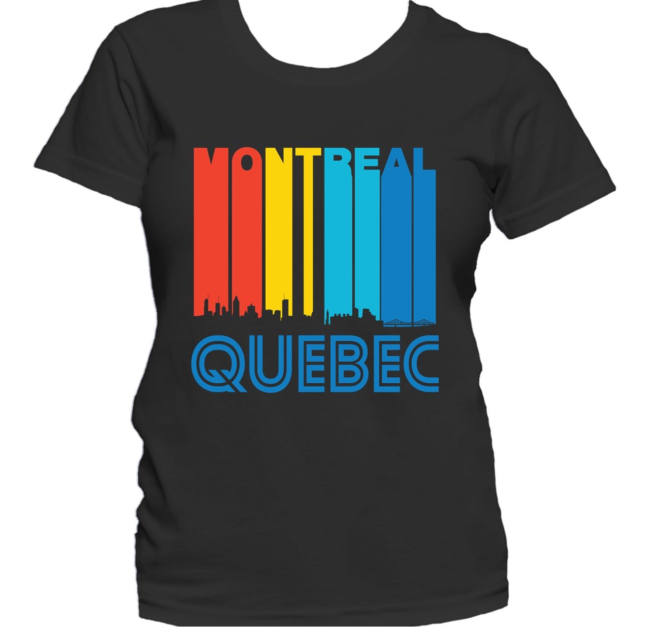 Retro 1970's Style Montreal Quebec Canada Skyline Cityscape Women's T-Shirt