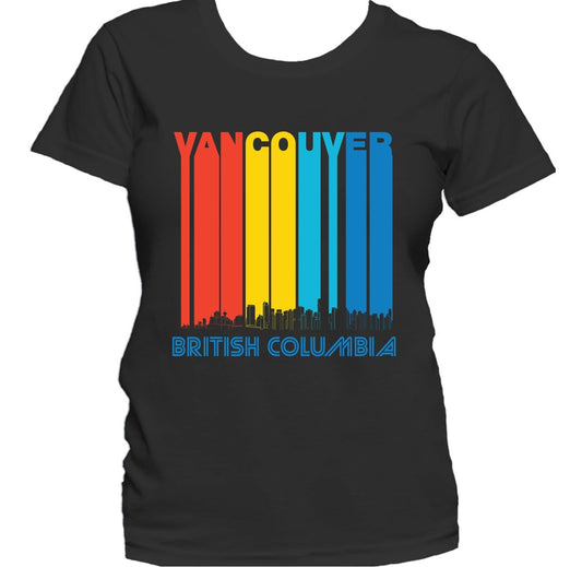 Retro 1970's Style Vancouver BC Canada Skyline Cityscape Women's T-Shirt