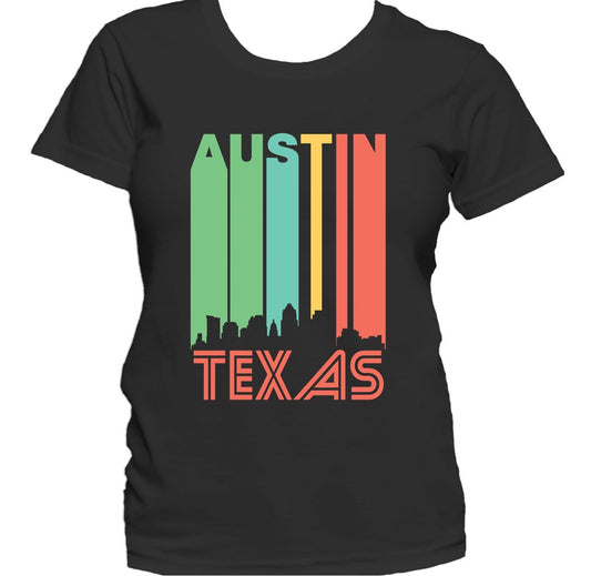 Retro 1970's Style Austin Texas Cityscape Downtown Skyline Women's T-Shirt