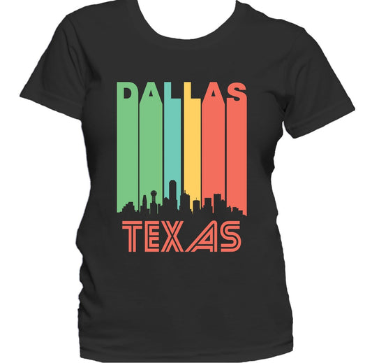 Retro 1970's Style Dallas Texas Cityscape Downtown Skyline Women's T-Shirt