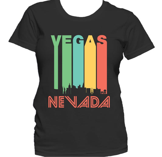 Retro 1970's Style Las Vegas Nevada Cityscape Downtown Skyline Women's T-Shirt