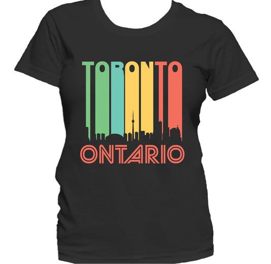 Retro 1970's Style Toronto Ontario Cityscape Downtown Skyline Women's T-Shirt