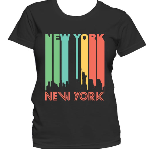 Retro 1970's Style New York City Cityscape Downtown Skyline Women's T-Shirt